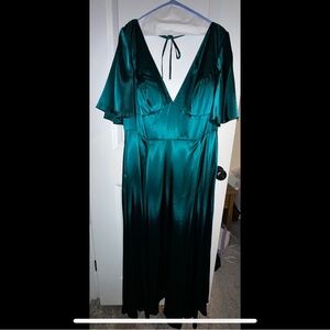 Elegant Green Satin Dress